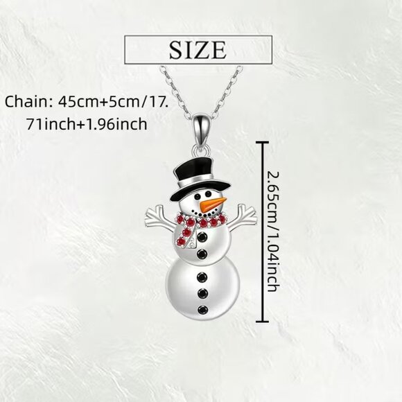 Festive Winter Christmas Elegant Snowman Pendant Necklace - Picture 2 of 2